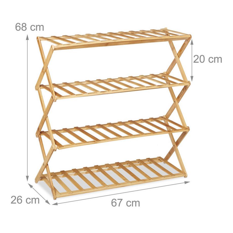 Northix Étagère à chaussures pliable en bambou  