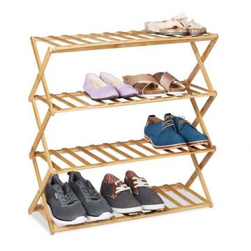 Ripiano pieghevole per scarpe in bambù