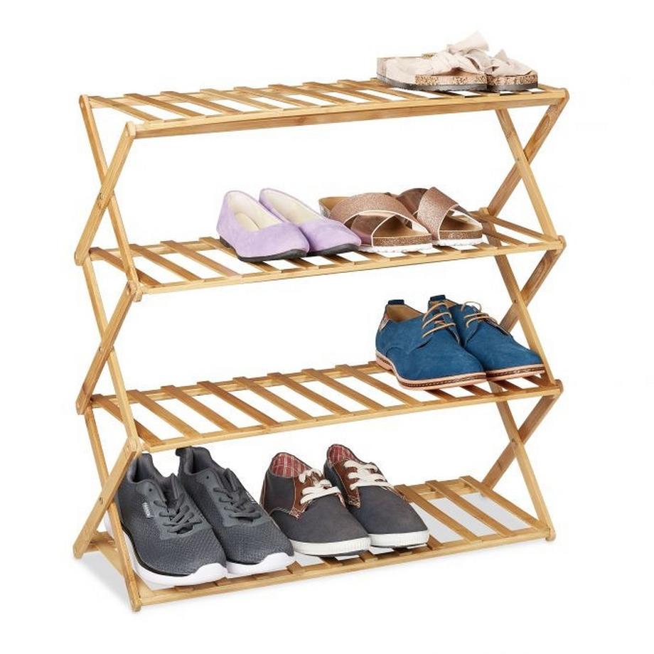 Ripiano pieghevole per scarpe in bambù