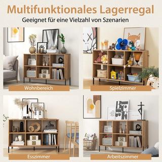 B2X Libreria con 6 scomparti, gambe rialzate in metallo e ripiani regolabili, ripiano naturale  