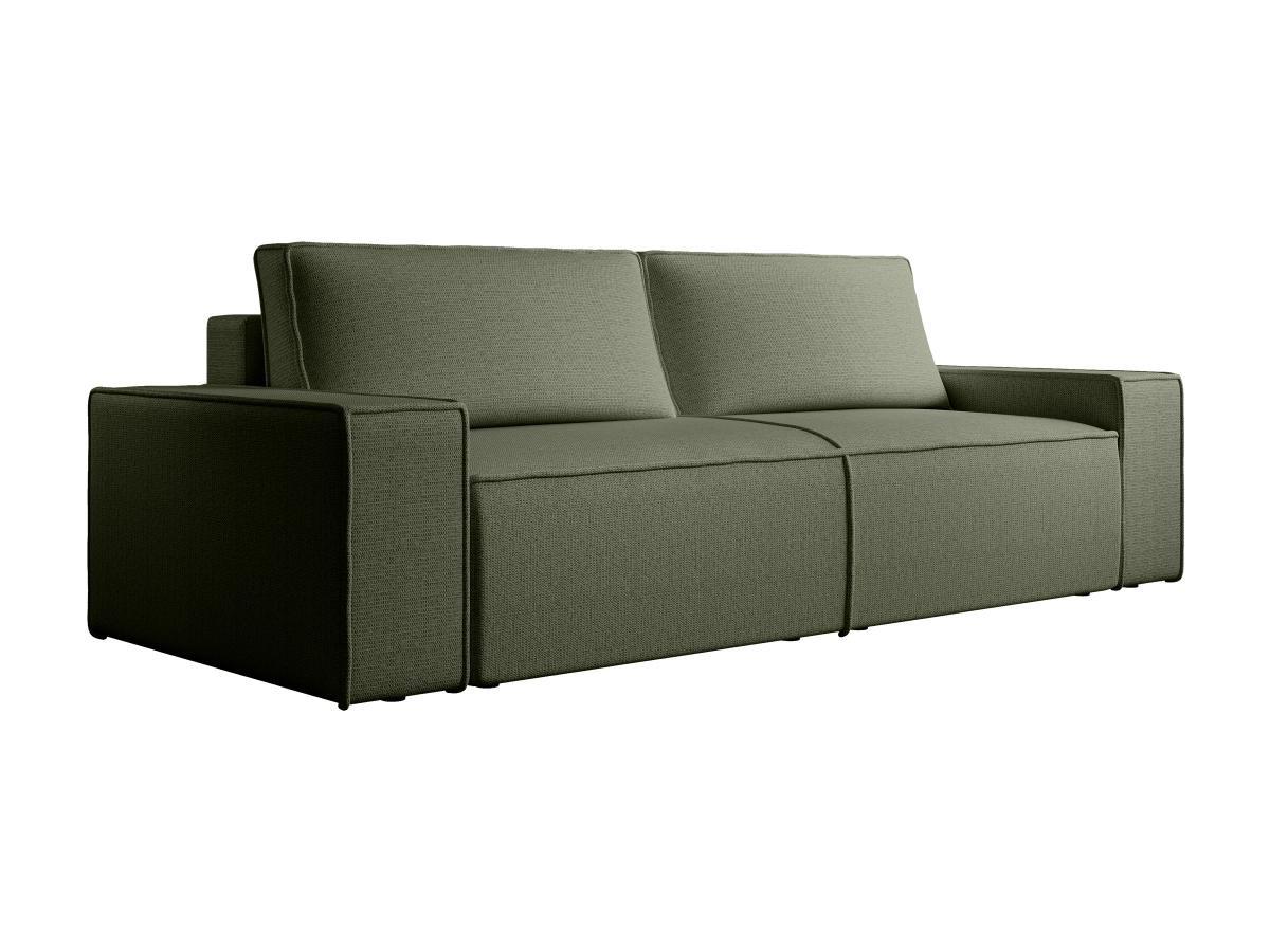 Vente-unique Canapé 4 places convertible en tissu texturé vert AMELIA  