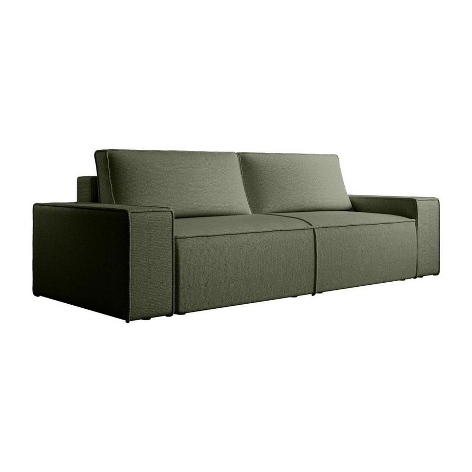 Vente-unique Canapé 4 places convertible en tissu texturé vert AMELIA  