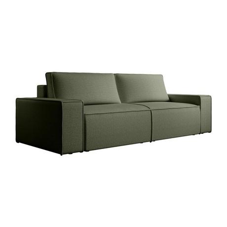 Vente-unique Canapé 4 places convertible en tissu texturé vert AMELIA  