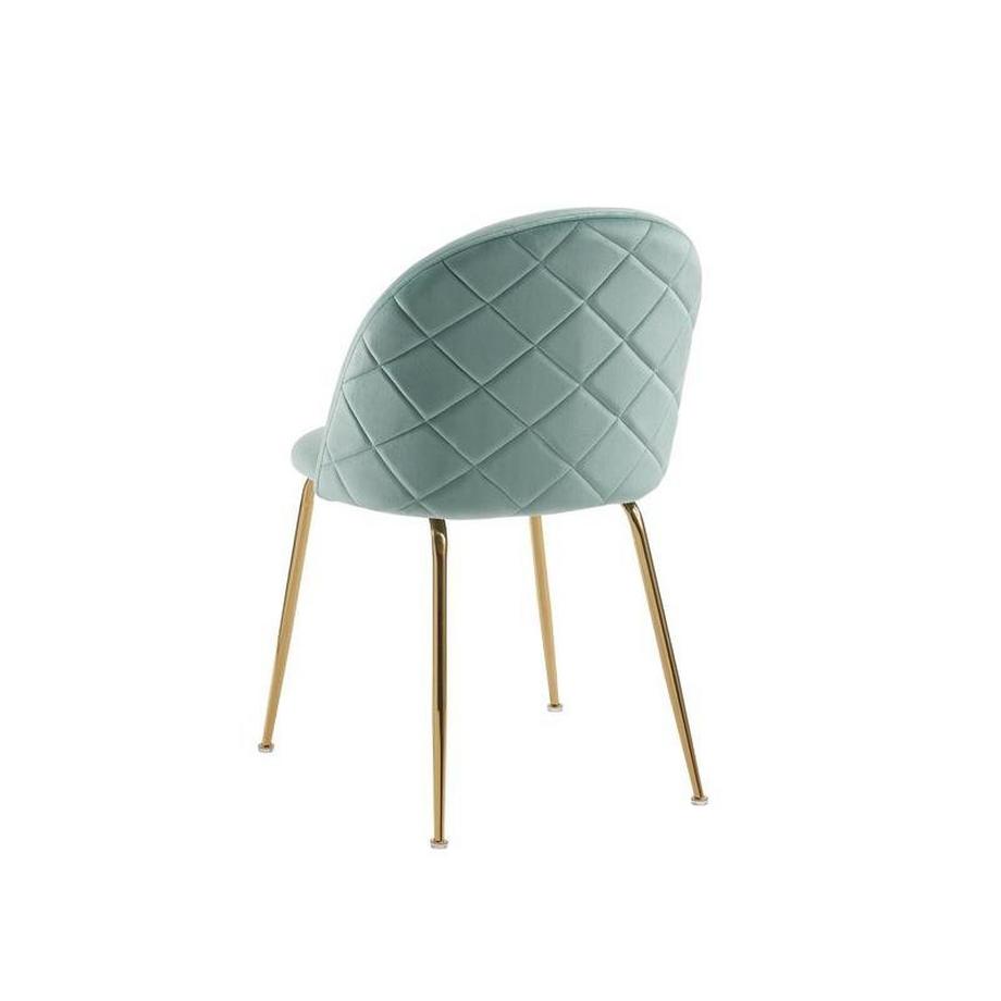 Vente-unique Lot de 6 chaises - Velours et métal doré - Vert sauge - MELBOURNE  