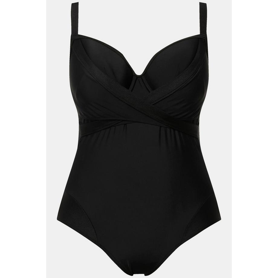 Ulla Popken Costume da bagno drappeggiato con coppe morbide e ferretto  