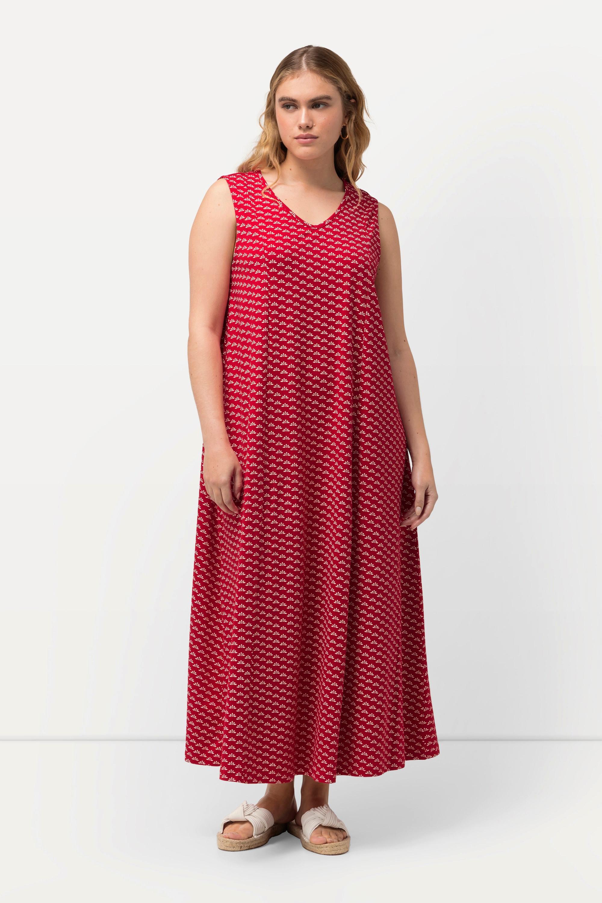 Ulla Popken  Robe maxi en jersey, sans manches. Silhouette en A évasée et décolleté en V. 