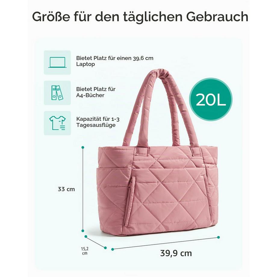 Only-bags.store Handtaschen-Einkaufstasche, Puffer-Einkaufstasche Arbeitstasche Laptoptasche Lehrertasche mit Reißverschluss  