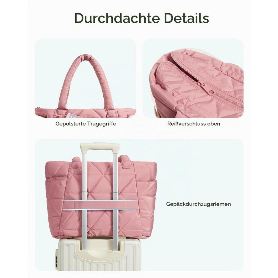 Only-bags.store Handtaschen-Einkaufstasche, Puffer-Einkaufstasche Arbeitstasche Laptoptasche Lehrertasche mit Reißverschluss  