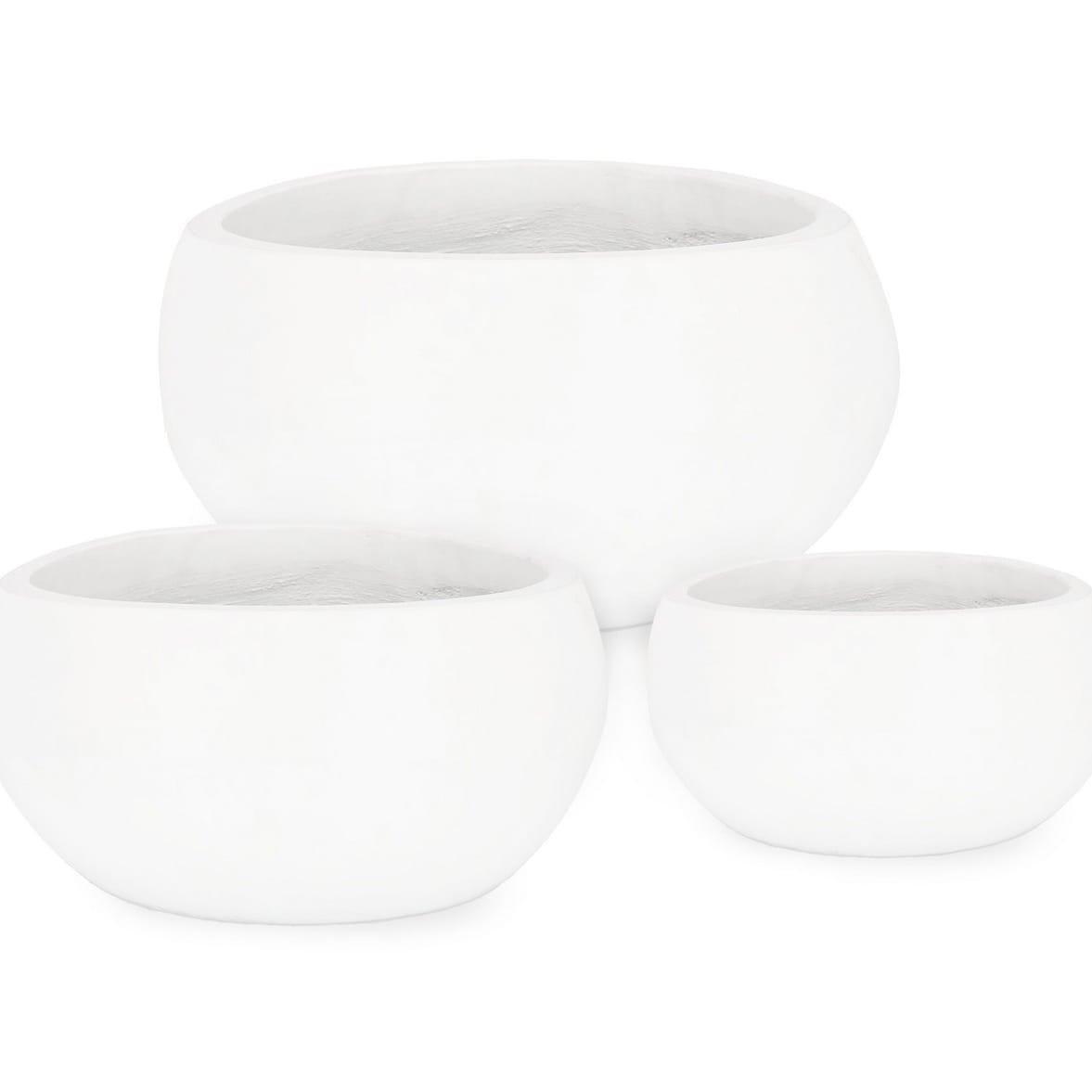 mutoni Vaso per piante Ciotola Hoian bianco (set di 3)  