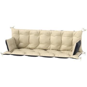 Coussin de banc 3 places 180x110x8 cm, coussin de banc avec sangles, coussin de siège, coussin de chaise extérieur/intérieur, coussin de siège, coussin de banc pour meubles de jardin, balançoire, beige + noir Aosom