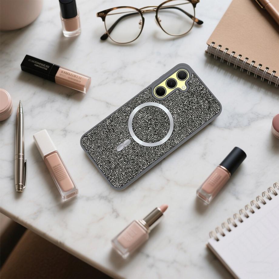 Cadorabo  Samsung Galaxy A35 5G Hülle kompatibel mit MagSafe Glitzer Diamant Design 