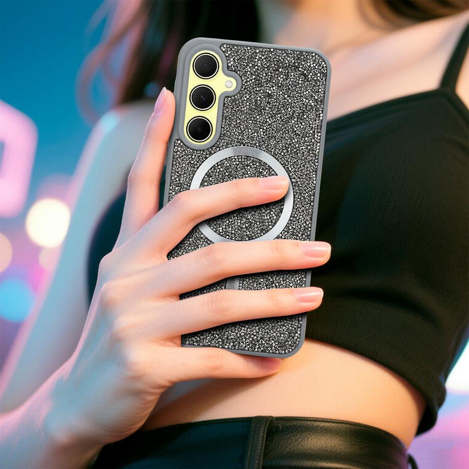 Cadorabo  Samsung Galaxy A35 5G Hülle kompatibel mit MagSafe Glitzer Diamant Design 
