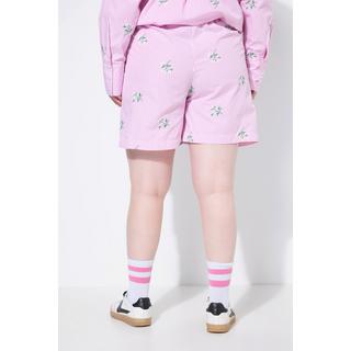 Studio Untold Short rayé jambe large broderie florale  