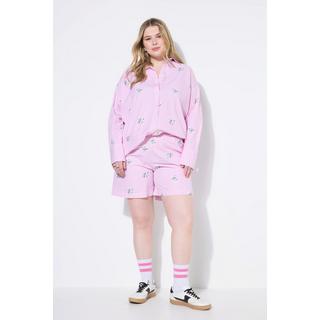 Studio Untold Short rayé jambe large broderie florale  