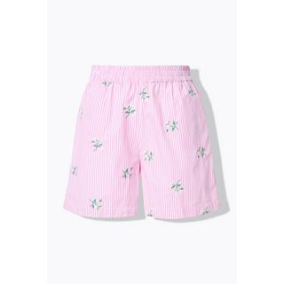 Studio Untold Short rayé jambe large broderie florale  