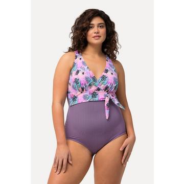 Maillot de bain style cache-cœur, bonnets souples et aspect tour de cou