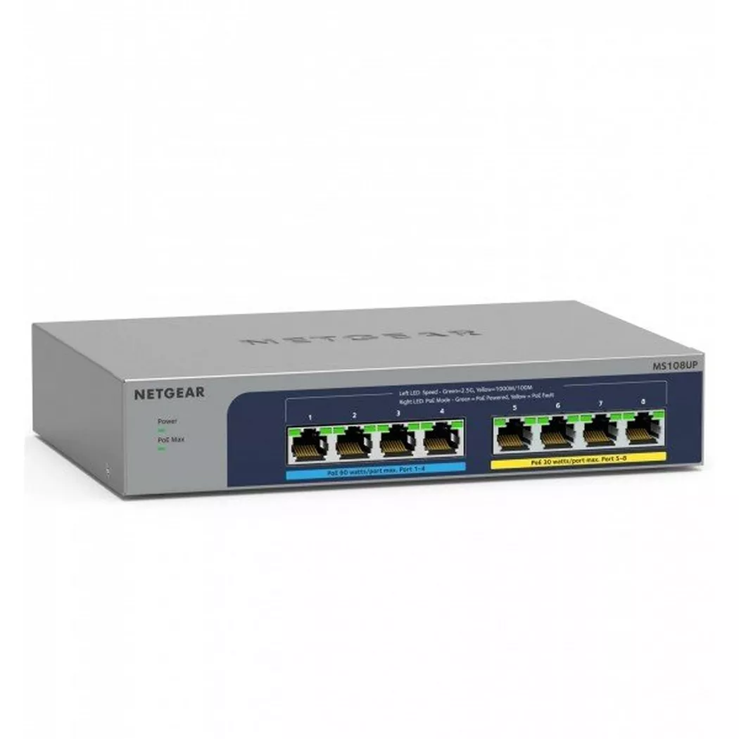NETGEAR MS108UP Unmanaged 2.5G Ethernet (100/1000/2500) Power over Ethernet (PoE)