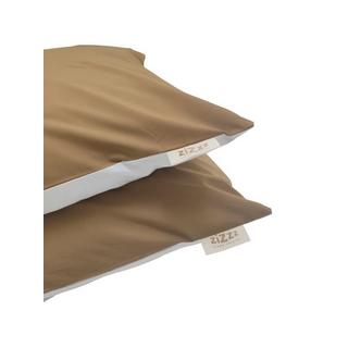 Zizzz Taie d’oreiller en percale – 65x65cm – Blanc & Beige  