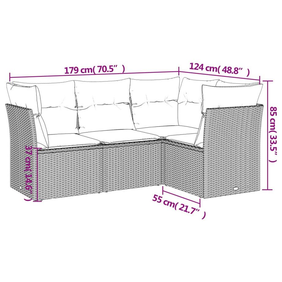 VidaXL Ensemble de canapés de jardin rotin synthétique  