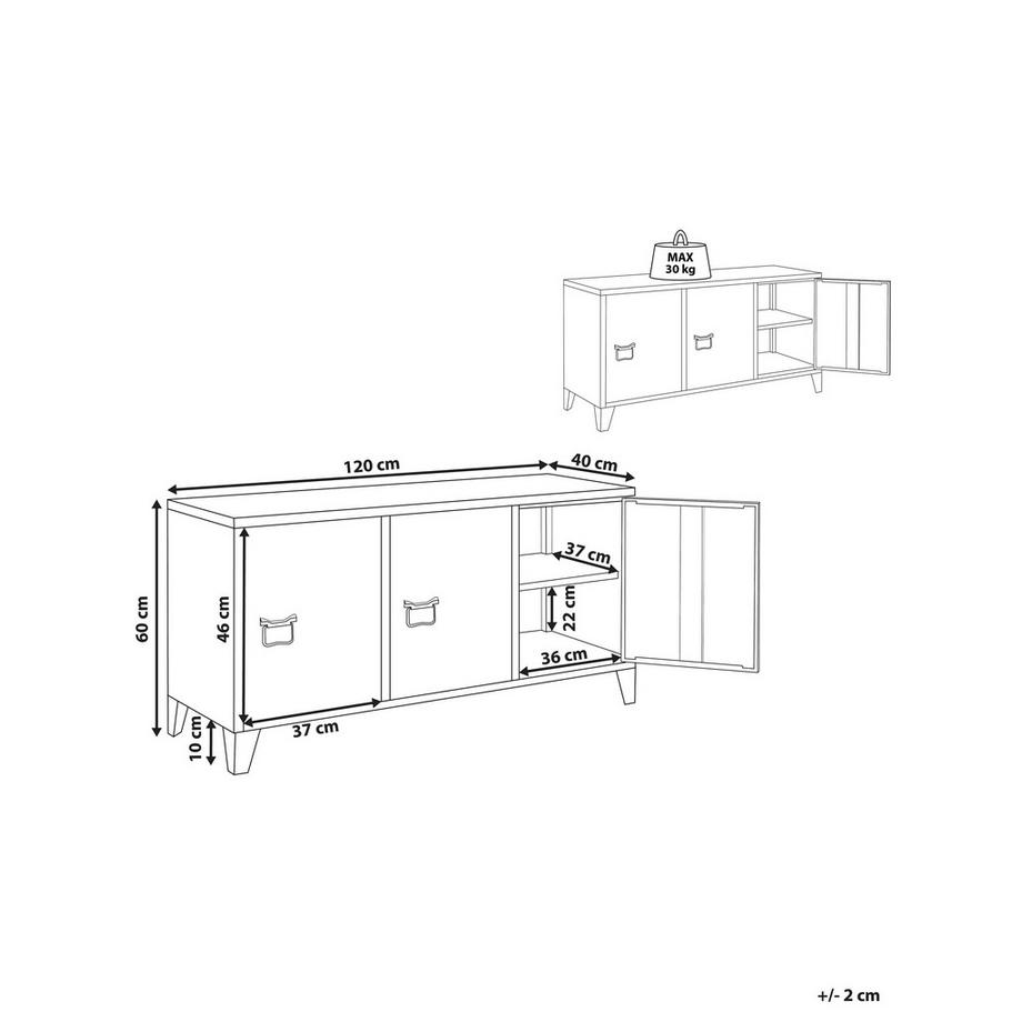 Beliani Büroschrank aus Stahl Industriell CARDIFF  