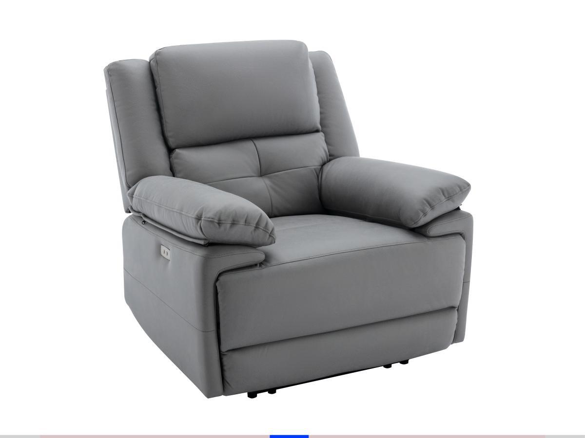 Vente-unique Fauteuil relax électrique en tissu gris DOLENE  