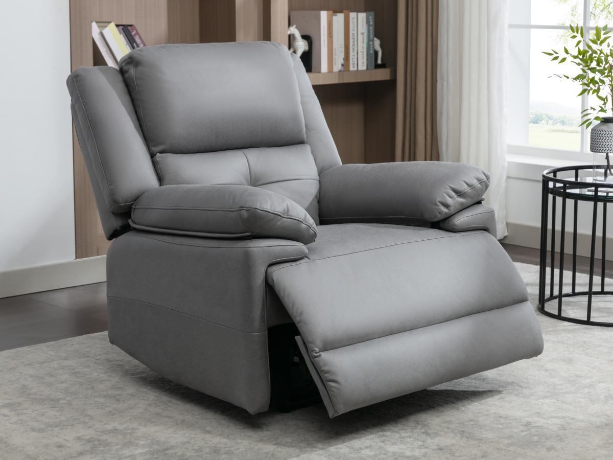 Vente-unique Fauteuil relax électrique en tissu gris DOLENE  