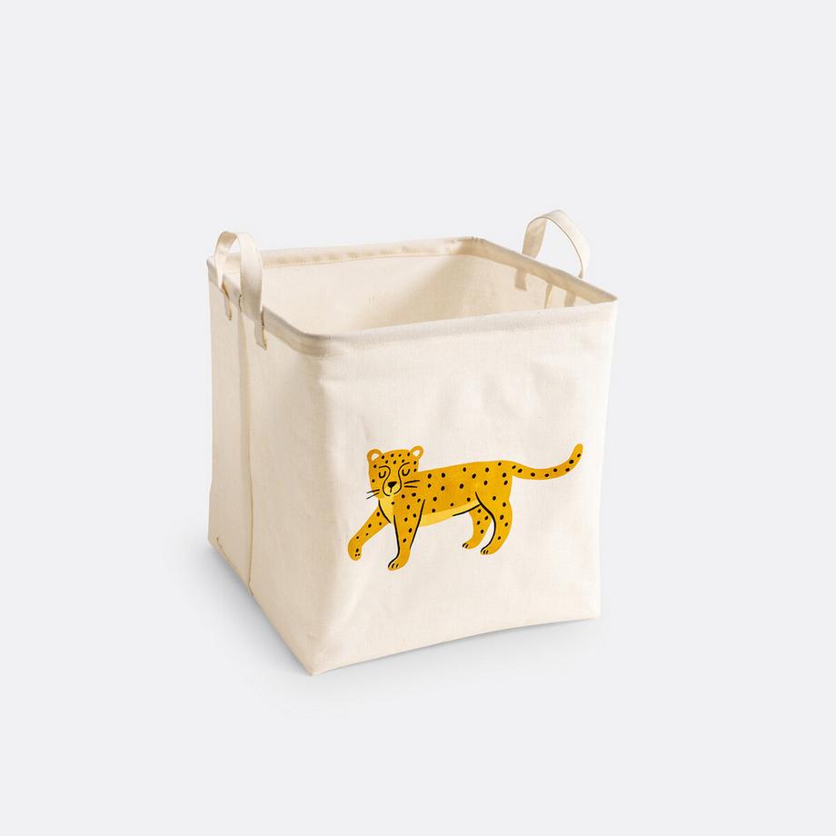 Panier cube motif léopard