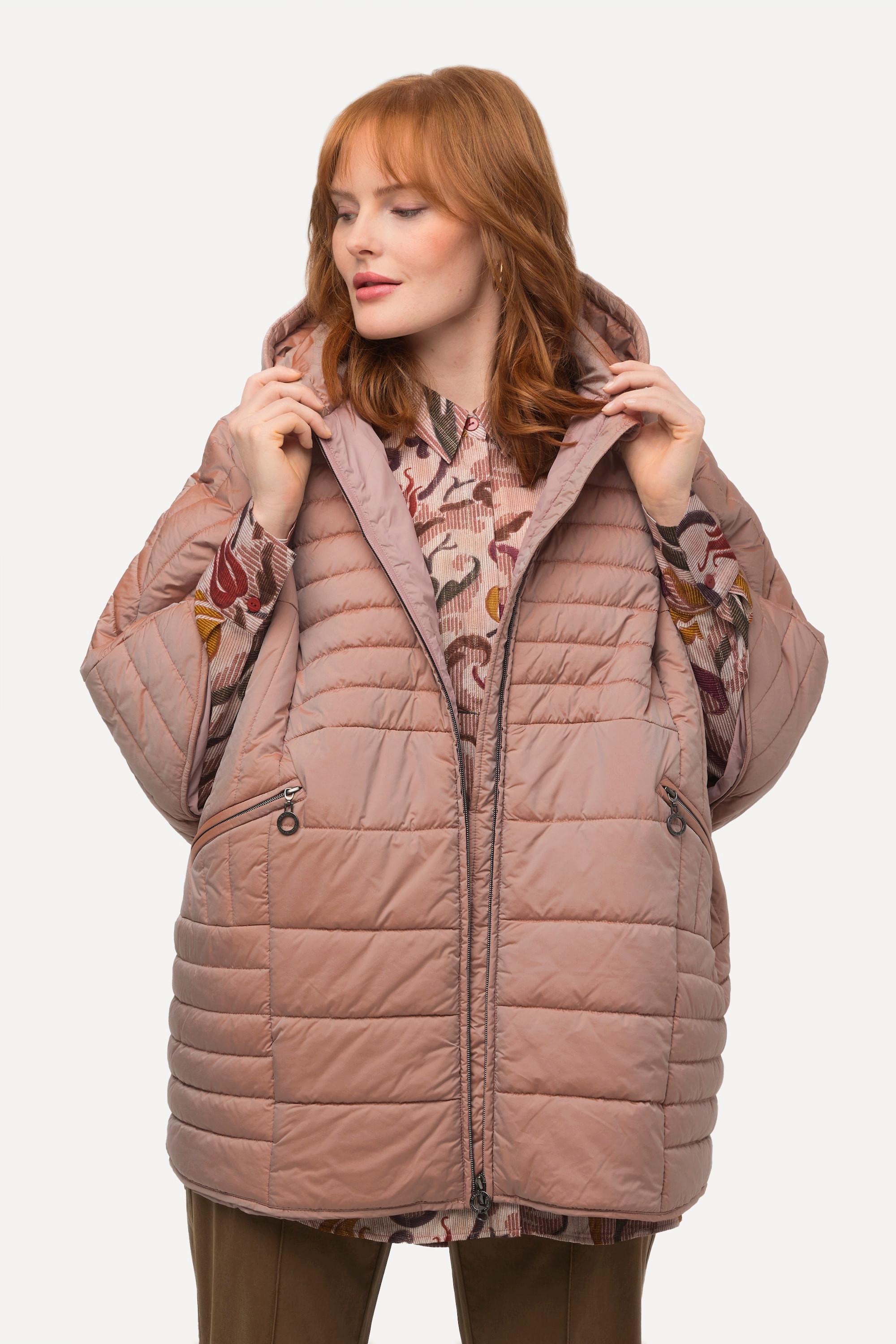 Ulla Popken Stepp Cape Extraweit Kapuze 2 Wege Zipper Langarm  