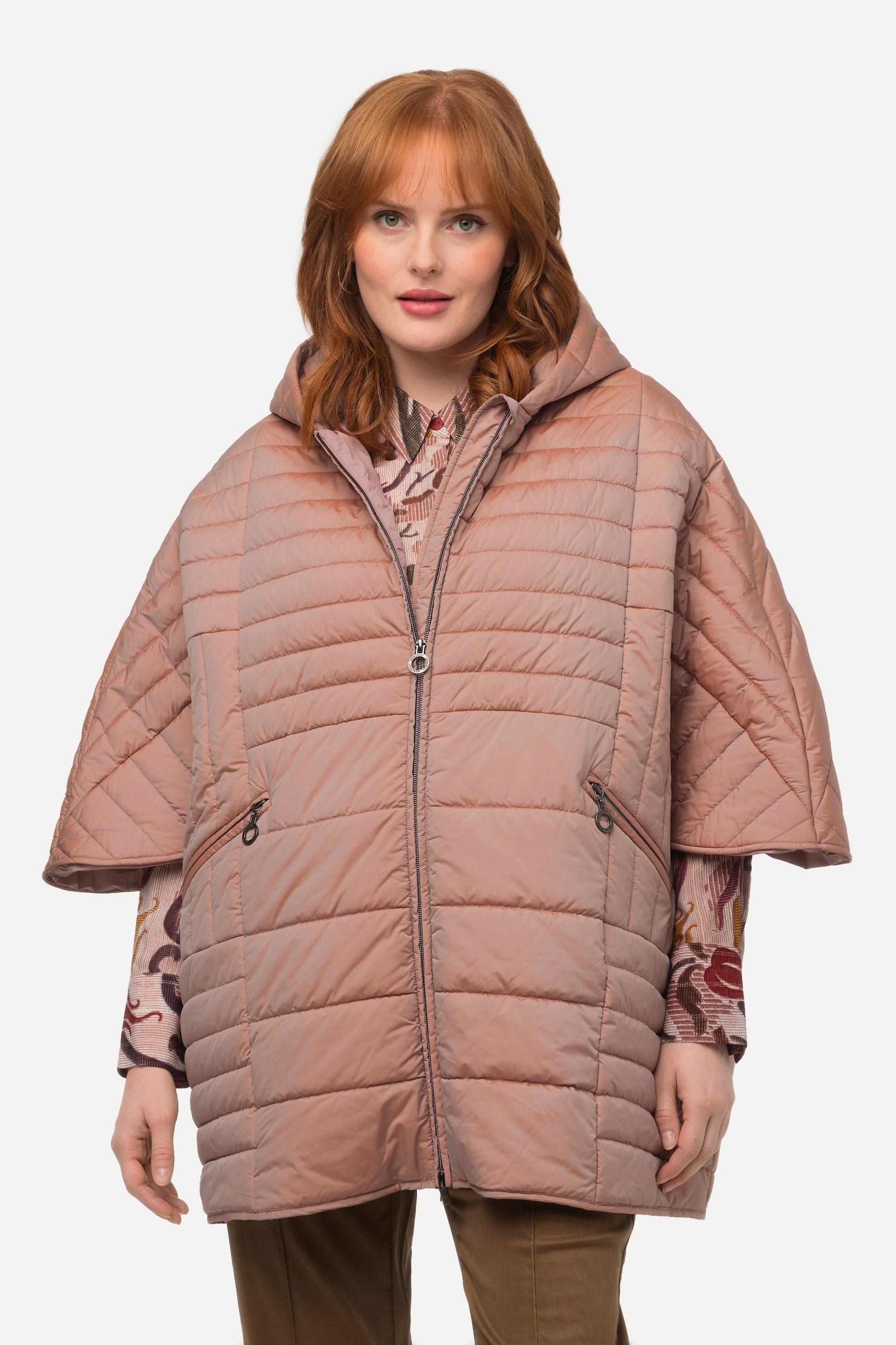 Ulla Popken Stepp Cape Extraweit Kapuze 2 Wege Zipper Langarm  