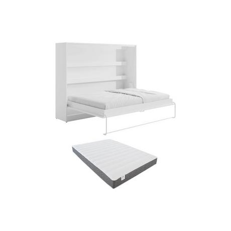 Vente-unique Letto estraibile 140 x 200 cm Apertura orizzontale manuale Con LED Bianco + Materasso - RAPILI  