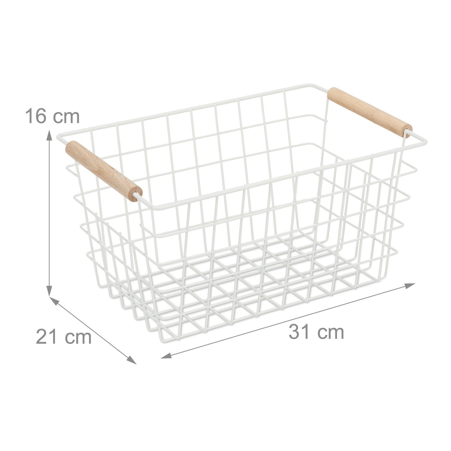 B2X Cestino in filo metallico con manico in legno  