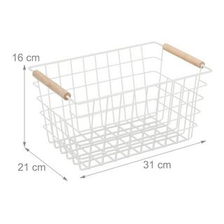 B2X Cestino in filo metallico con manico in legno  