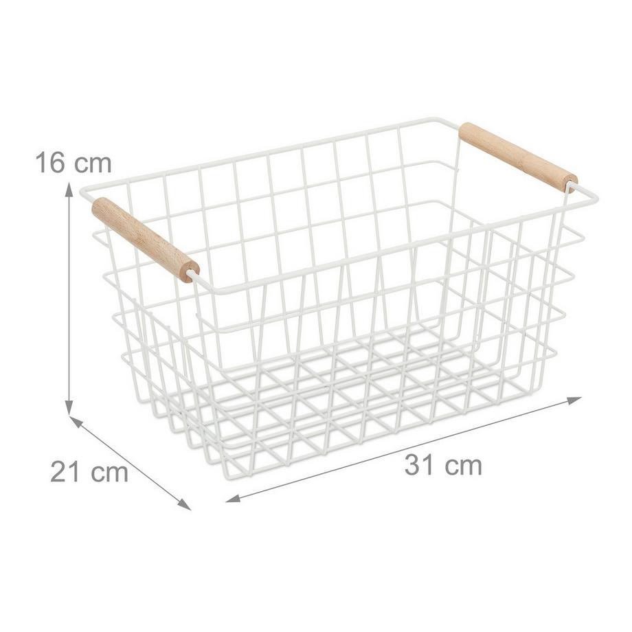 B2X Cestino in filo metallico con manico in legno  