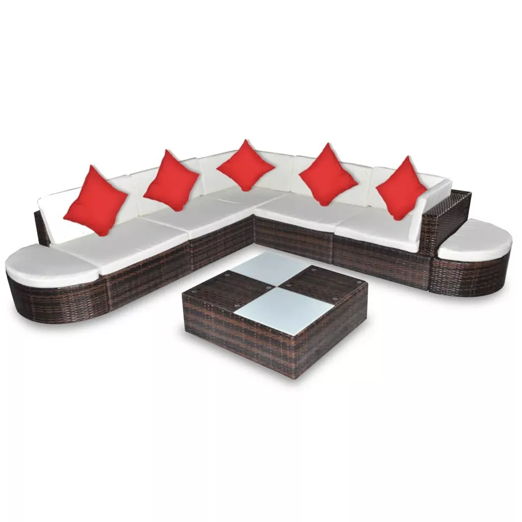 Vidaxl - Salon de jardin 8 pcs avec coussins résine tressée marron