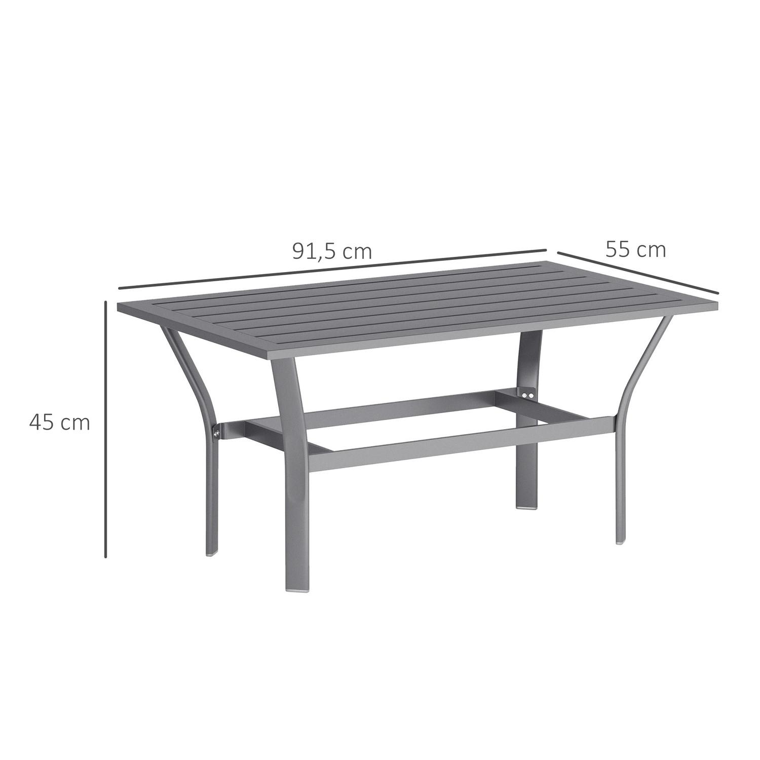Northio Beistelltisch Metall Balkontisch mit Lamellendesign wetterfest Kaffeetisch Gartentisch pflegeleicht Sofatisch Outdoor Tisch für Balkon Garten Terrasse Veranda 91,5 x 55 x 45 cm Dunkelgrau Aosom  