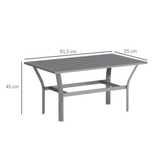 Northio Beistelltisch Metall Balkontisch mit Lamellendesign wetterfest Kaffeetisch Gartentisch pflegeleicht Sofatisch Outdoor Tisch für Balkon Garten Terrasse Veranda 91,5 x 55 x 45 cm Dunkelgrau Aosom  
