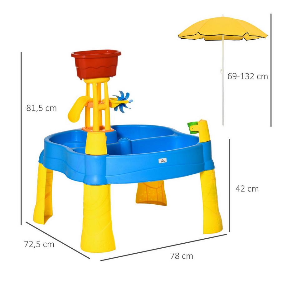 Northio  Table De Jeu De Sable Et D'Eau 2 En 1, Ensemble De Jeu De Table 25 Pièces, Jouets De Plage Avec Parasol Pour Enfants 