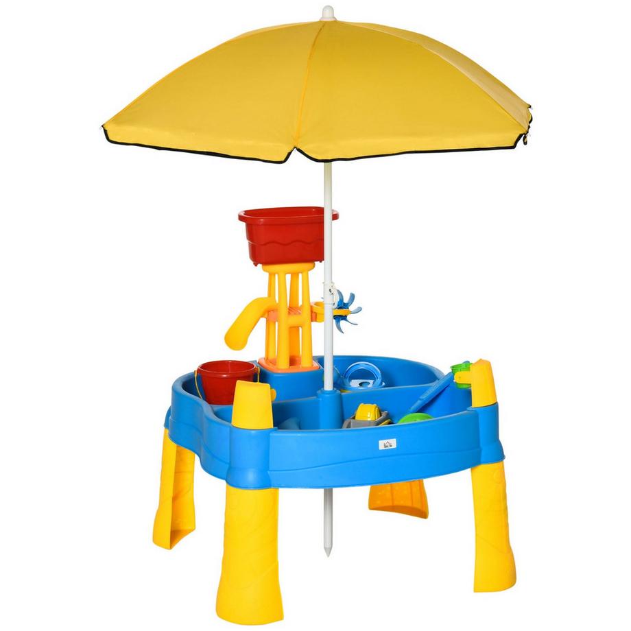 Northio  Table De Jeu De Sable Et D'Eau 2 En 1, Ensemble De Jeu De Table 25 Pièces, Jouets De Plage Avec Parasol Pour Enfants 