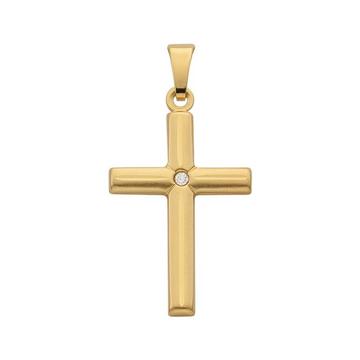 Pendentif croix or jaune 750 diamant 0.01.00ct. 26x14mm