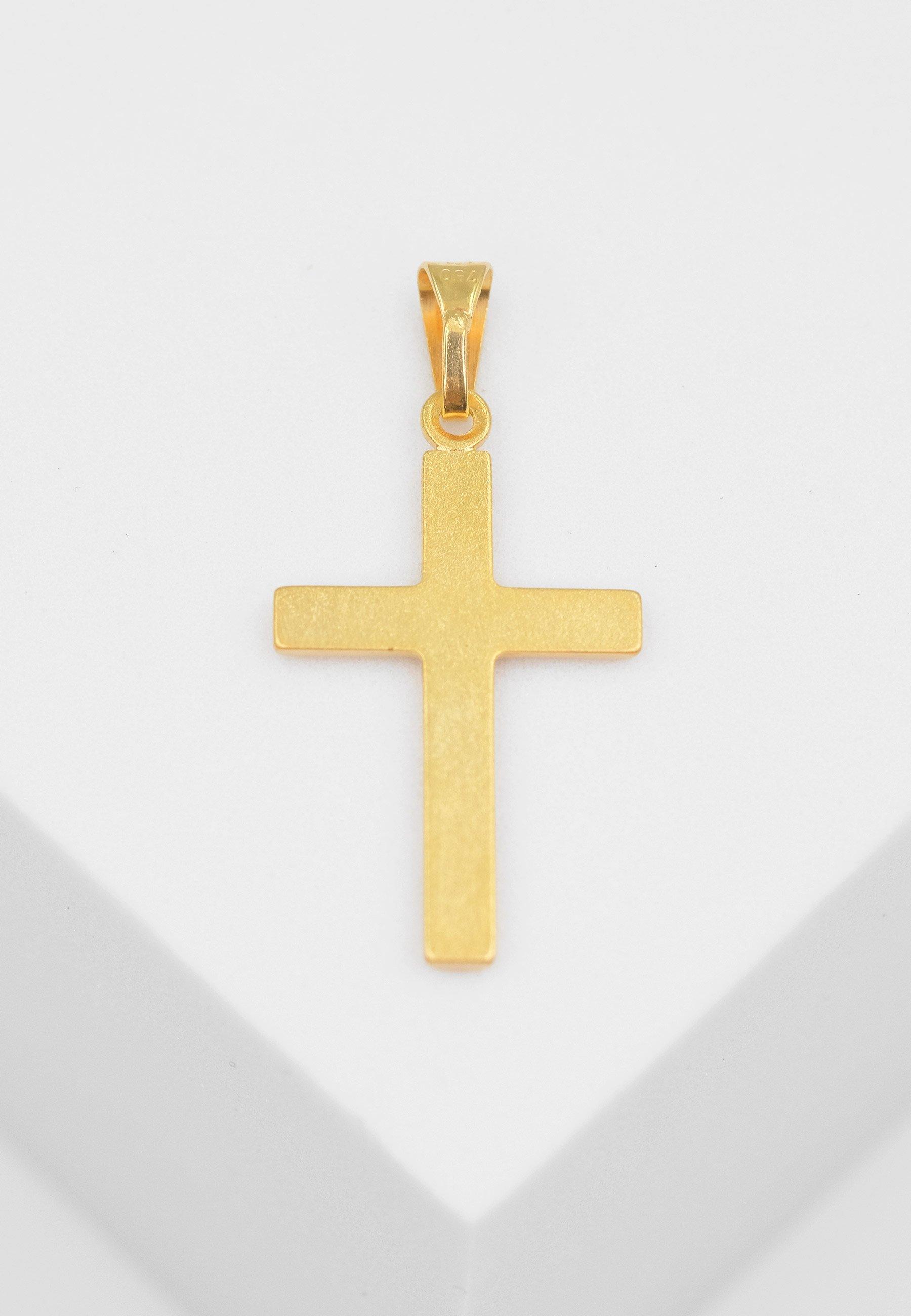 MUAU Schmuck  Pendentif croix or jaune 750 diamant 0.01.00ct. 26x14mm 