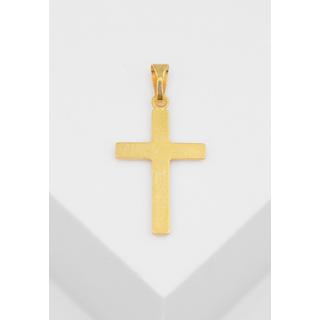 MUAU Schmuck  Pendentif croix or jaune 750 diamant 0.01.00ct. 26x14mm 