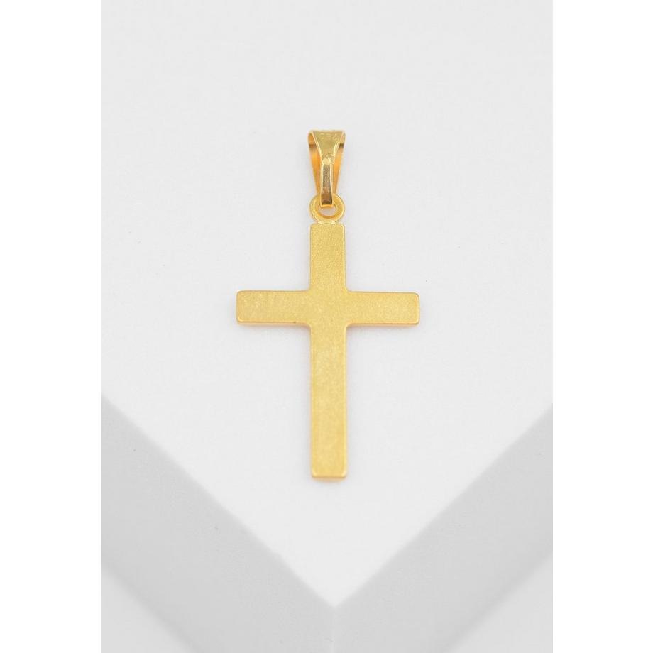 MUAU Schmuck  Anhänger Kreuz Gelbgold 750 Diamant 0.01.00ct. 26x14mm 