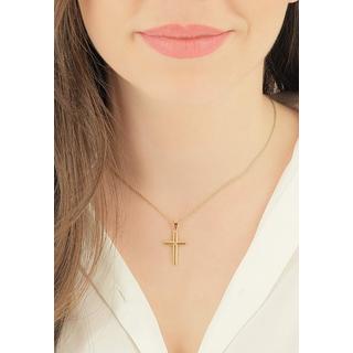 MUAU Schmuck  Pendentif croix or jaune 750 diamant 0.01.00ct. 26x14mm 