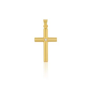 MUAU Schmuck  Anhänger Kreuz Gelbgold 750 Diamant 0.01.00ct. 26x14mm 