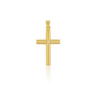 MUAU Schmuck  Pendentif croix or jaune 750 diamant 0.01.00ct. 26x14mm 