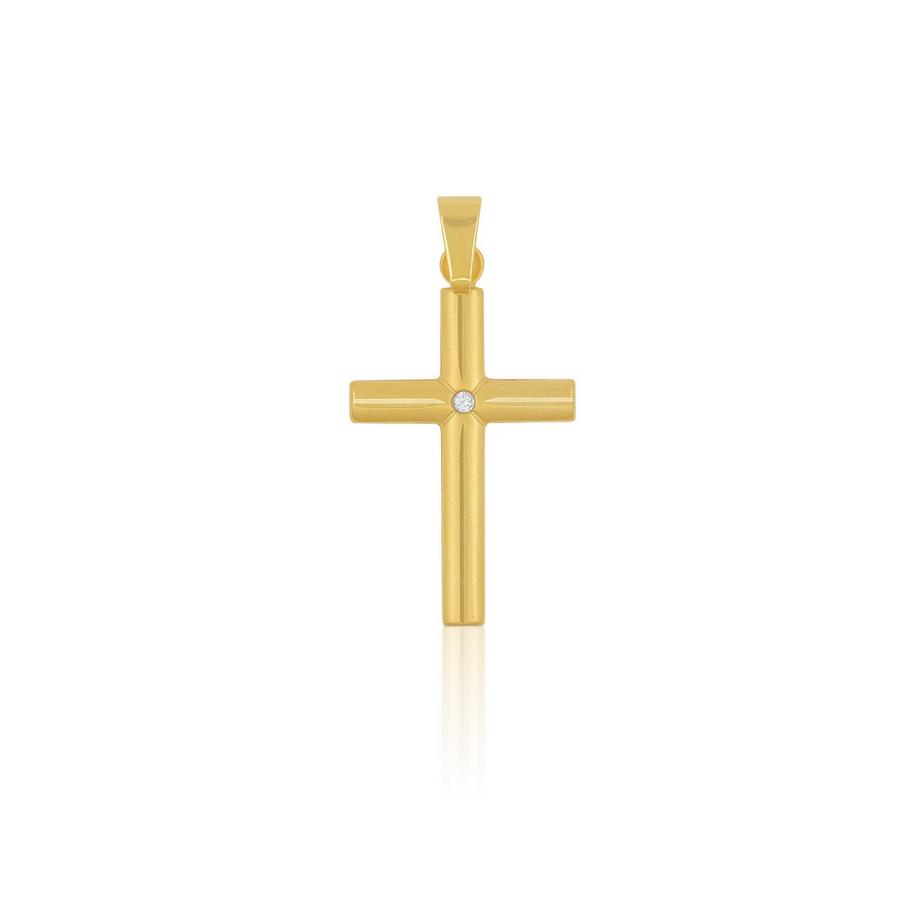 MUAU Schmuck  Anhänger Kreuz Gelbgold 750 Diamant 0.01.00ct. 26x14mm 