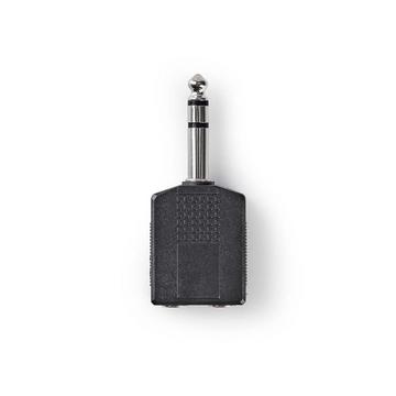 Stereo Audio Adapter | 6,35 mm Hane | 2x 6,35 mm Hona | Nickel Platerad | Rak | ABS | Svart | 10 Stk. | Umschlag
