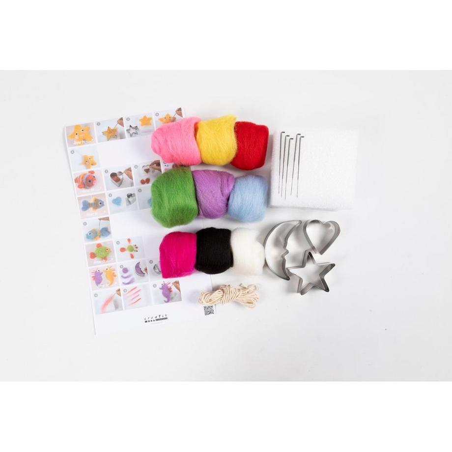 Creativ Company  Bastelset Nadelfilzen Wolle, Filz, Schablonen 
