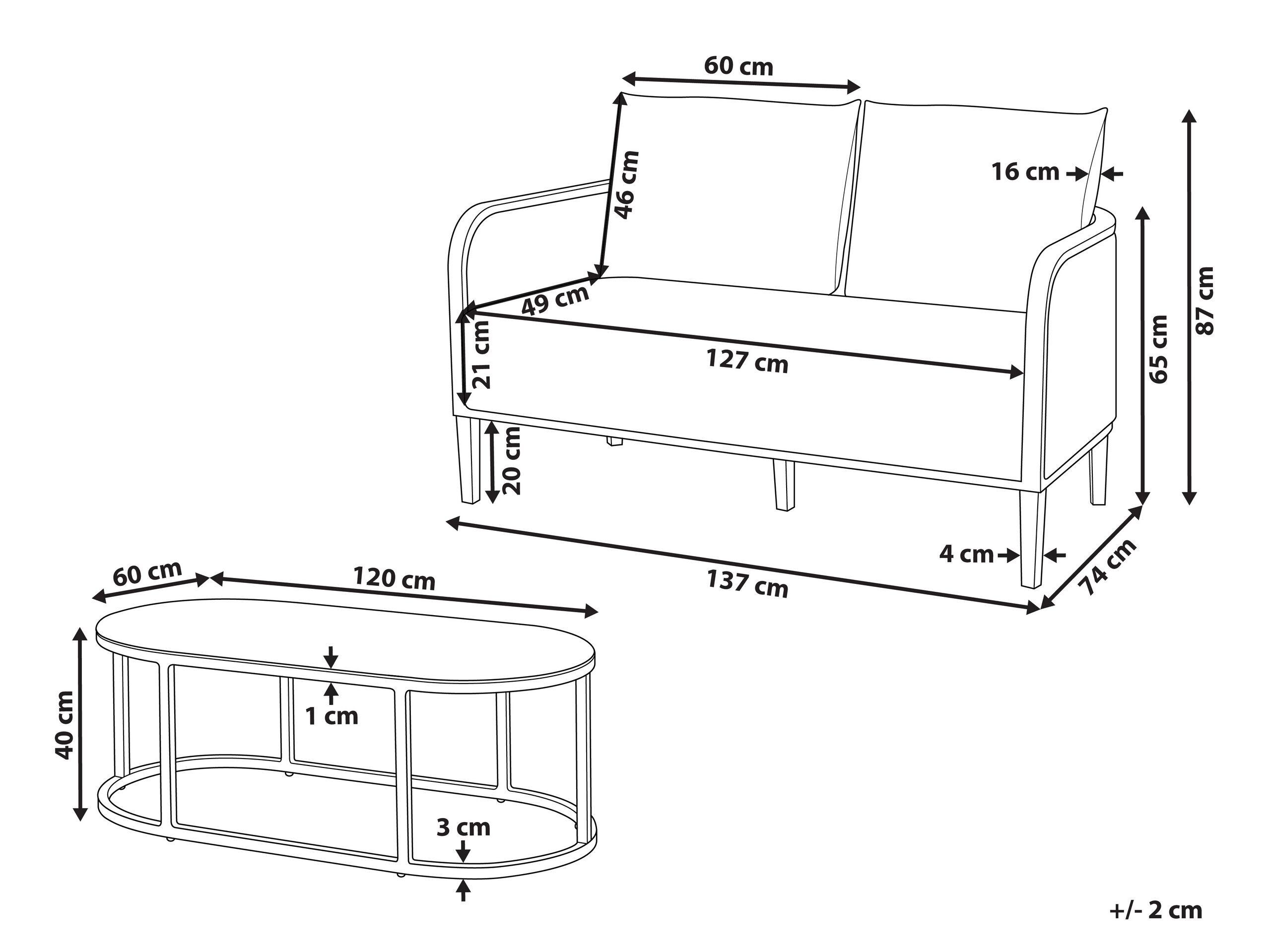 Beliani Canapé 2 places en Aluminium Boho MONTEFALCO  