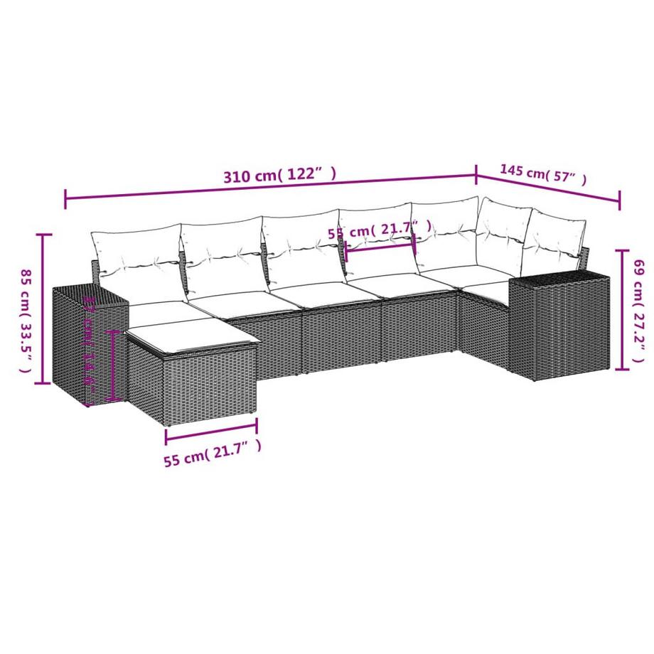 VidaXL Ensemble de canapés de jardin rotin synthétique  